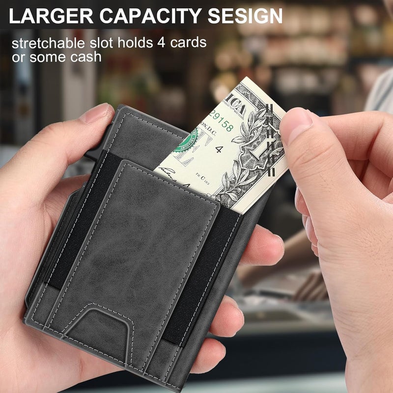 SEMORID محفظة للرجال مع حامل بطاقات رفيع قابل للفتح 9-13 بطاقة، محفظة ذكية مينيماست RFID مع حافظة بطاقات ائتمان مع نافذة هوية وفتحة نقدية قابلة للتمدد، علبة بطاقات معدنية مدمجة من الألمنيوم - Image 4